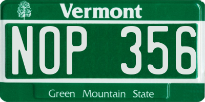VT license plate NOP356