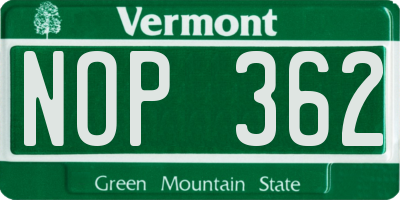 VT license plate NOP362