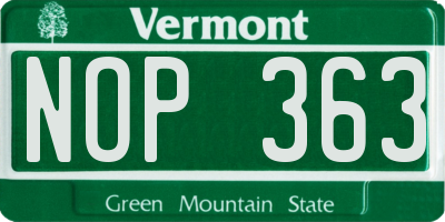VT license plate NOP363