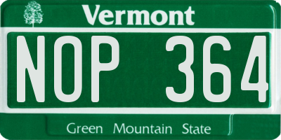 VT license plate NOP364