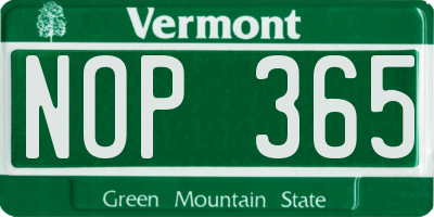 VT license plate NOP365