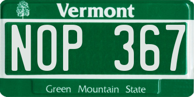 VT license plate NOP367