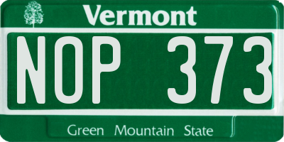 VT license plate NOP373