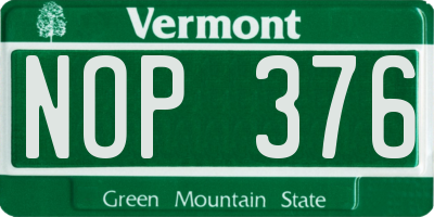 VT license plate NOP376