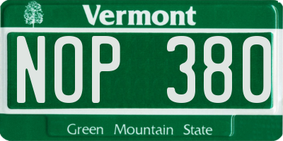 VT license plate NOP380