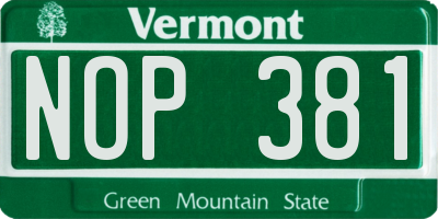 VT license plate NOP381