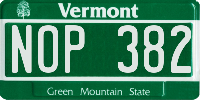 VT license plate NOP382