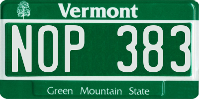 VT license plate NOP383