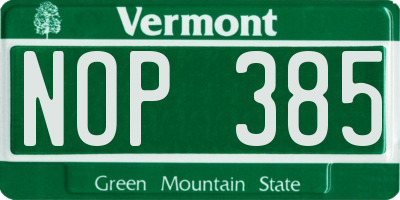 VT license plate NOP385