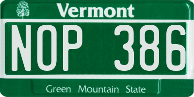 VT license plate NOP386