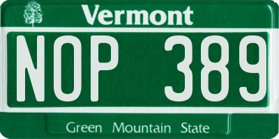 VT license plate NOP389