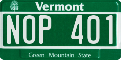 VT license plate NOP401