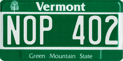 VT license plate NOP402
