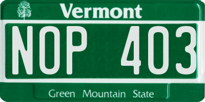 VT license plate NOP403