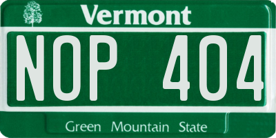 VT license plate NOP404