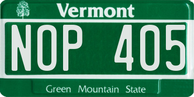 VT license plate NOP405
