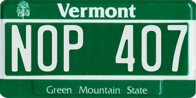 VT license plate NOP407