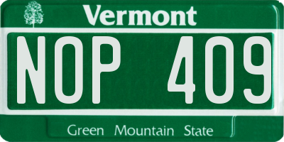 VT license plate NOP409