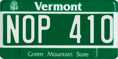 VT license plate NOP410