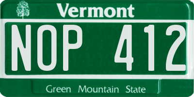 VT license plate NOP412