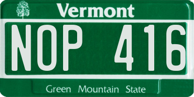 VT license plate NOP416