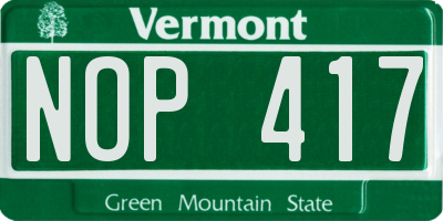VT license plate NOP417