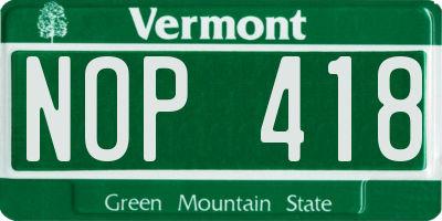 VT license plate NOP418