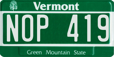 VT license plate NOP419