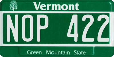 VT license plate NOP422