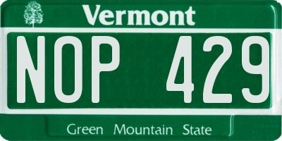 VT license plate NOP429