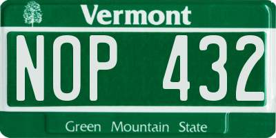 VT license plate NOP432