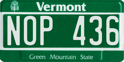 VT license plate NOP436