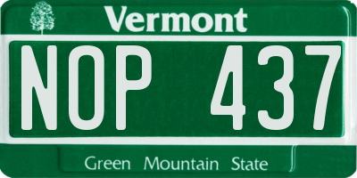 VT license plate NOP437
