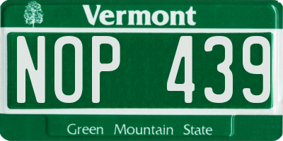 VT license plate NOP439