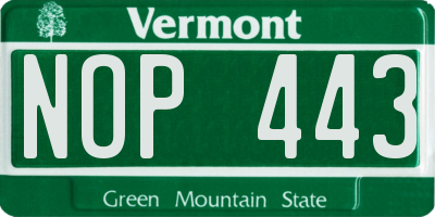 VT license plate NOP443