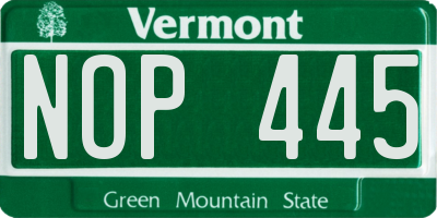 VT license plate NOP445