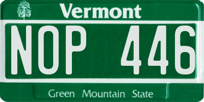 VT license plate NOP446