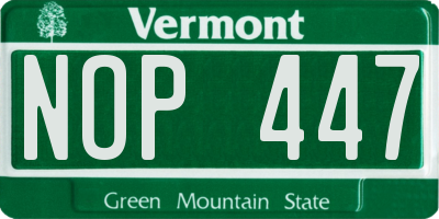 VT license plate NOP447