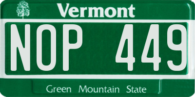 VT license plate NOP449