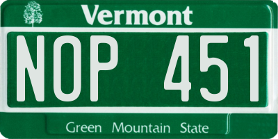 VT license plate NOP451