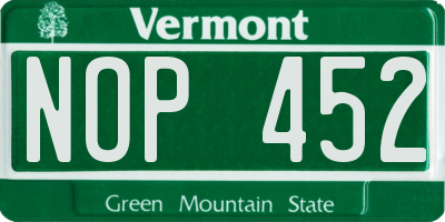 VT license plate NOP452