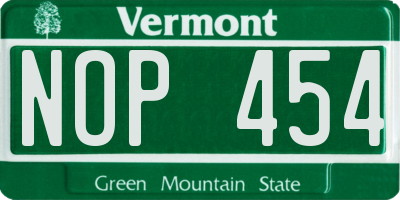 VT license plate NOP454
