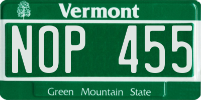 VT license plate NOP455