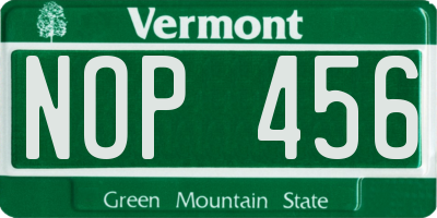 VT license plate NOP456