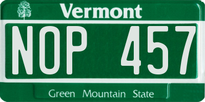 VT license plate NOP457