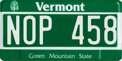 VT license plate NOP458