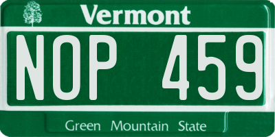 VT license plate NOP459