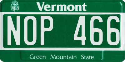 VT license plate NOP466
