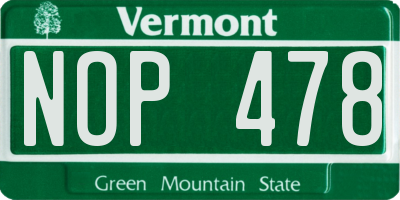 VT license plate NOP478