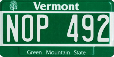 VT license plate NOP492